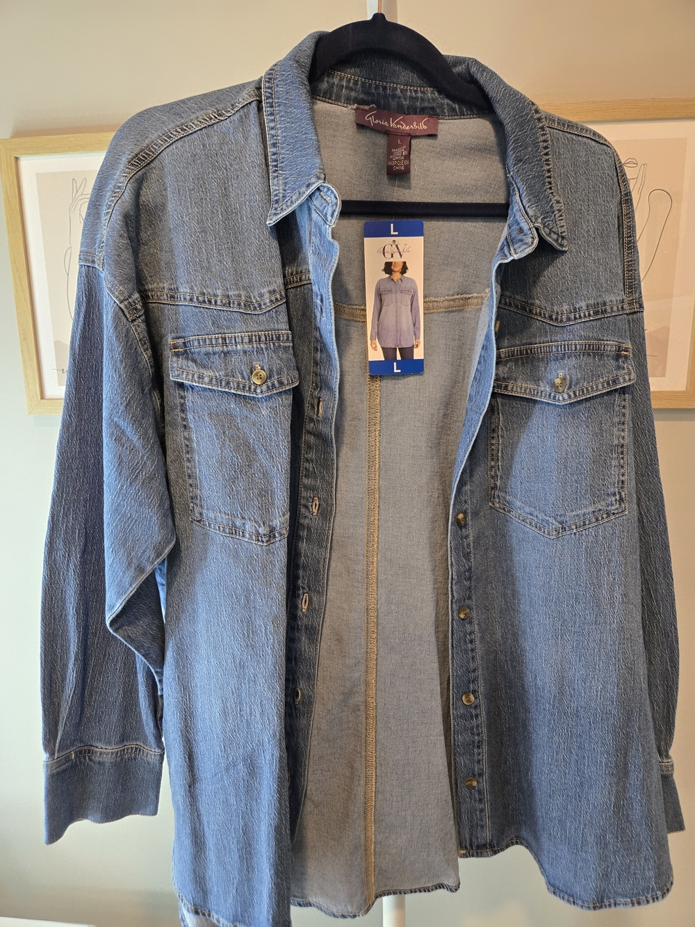 Gloria Vanderbilt Medium Blue Denim Button-Front Jean Jacket